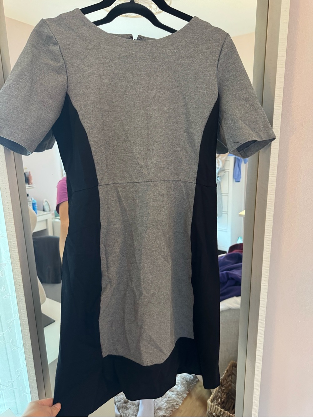 J. Crew Gray and Black Ponte Dress